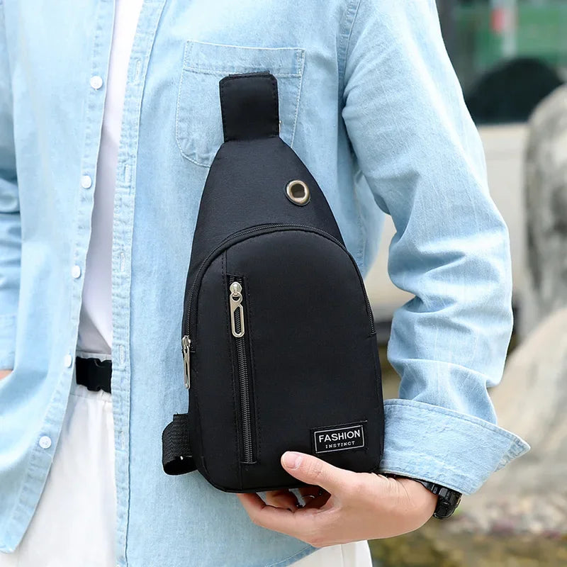 Bolso de pecho de nailon para hombre, multifuncional, informal, de tendencia de moda, bolso de hombro para deportes al aire libre, bolso cruzado versátil