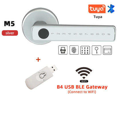 RAYKUBE M5 Tuya BLE Fingerprint Door Lock Digital Electronic Lock with Password/Key/IC Card/ Smartlife/ Tuya APP Unlock