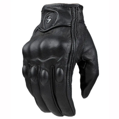 Guantes de cuero auténtico para motocicleta con pantalla táctil, antideslizantes, con nudillos duros y dedos completos, equipo de protección para deportes al aire libre, motocross, ATV