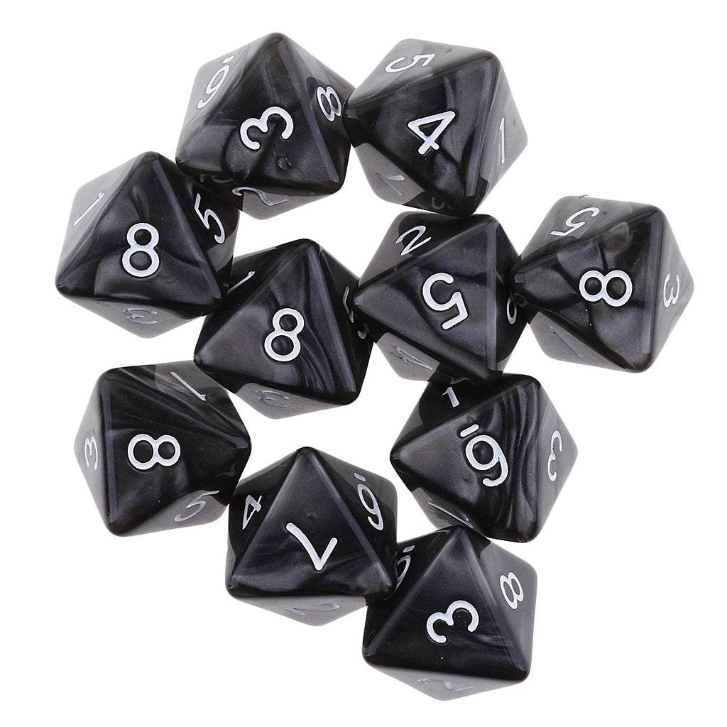 10 dados poliédricos de 10 caras D10 D8 para juegos de rol de 16 mm, dados familiares