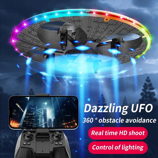 For Xiaomi Obstacle Avoidance Remote Control Dazzling Alien UFO Lighting Controllable HD Camera Toy Aircraft