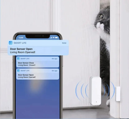 Sensor de puerta WiFi Tuya Contacto de ventana Abrir y cerrar Control remoto de aplicación Tuya Compatible con Alexa Asistente de Google