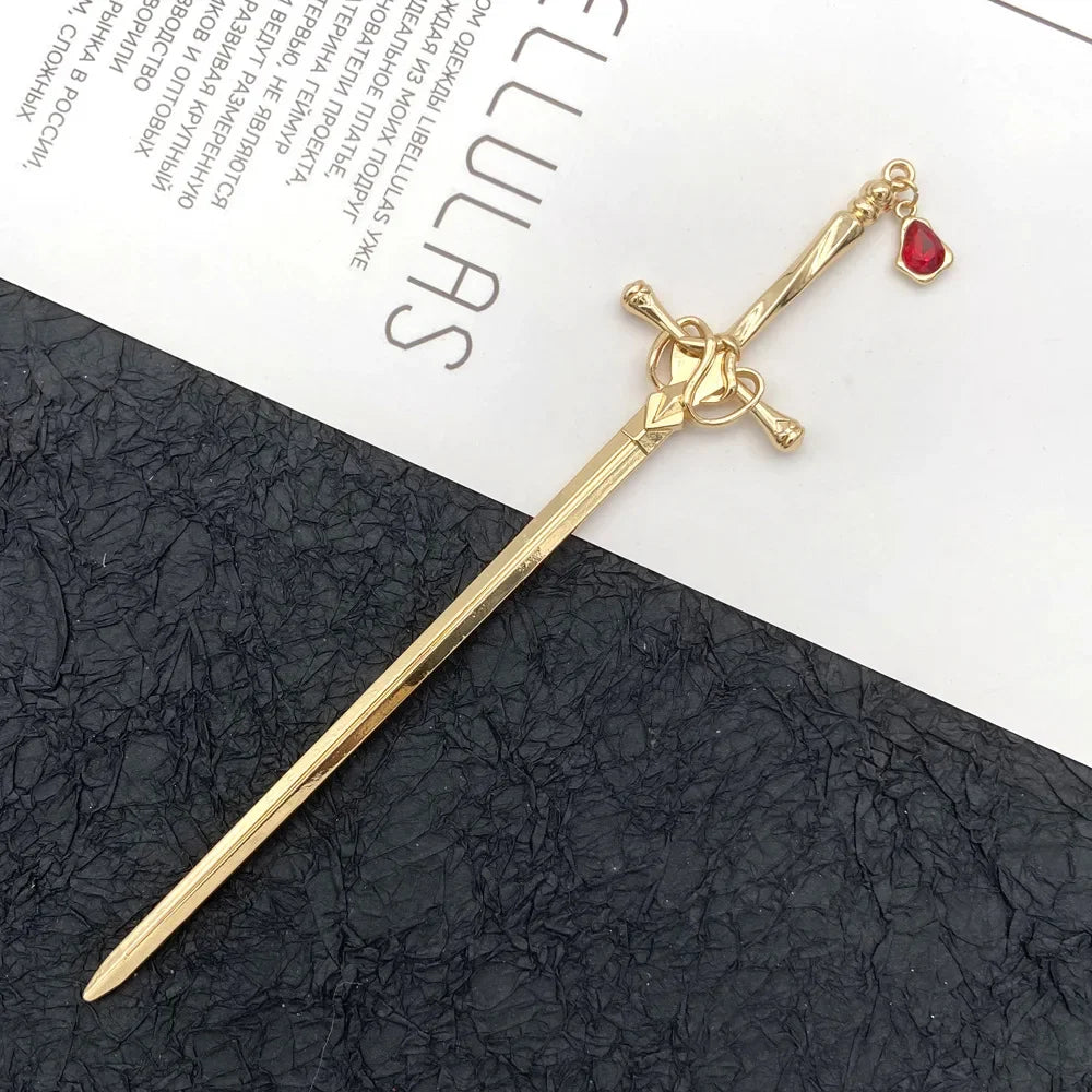 New Chinese Style Ancient Sword Hairpin Net Red Temperament Hanfu Plate Hairpin Hairpin Simple Modern Hair Hairpin Headdress