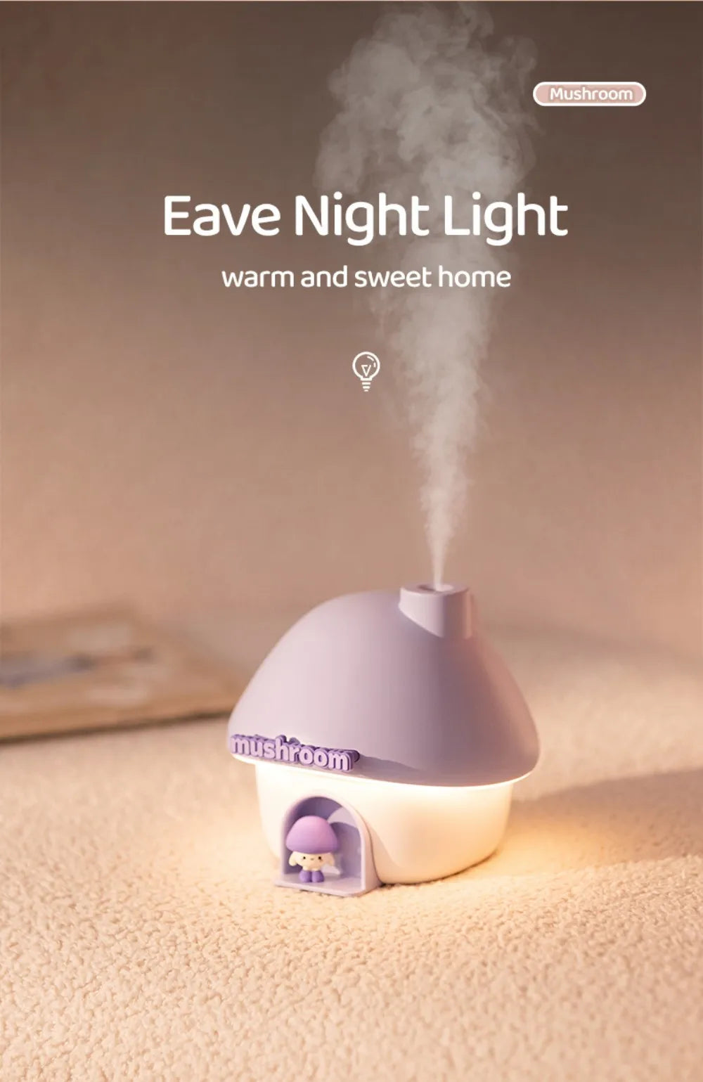 Mushroom House Humidifiers Home Mini Essential Oils Aromatherapy Diffuser Cute Mushroom Doll with Clourful Ambient Night Lights