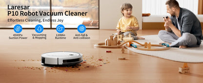 Laresar P10 Robot Vacuum Cleaner Mop 4500Pa Cordless APP Control Smart Gyroscope Planned Map Home Floor Washing Carpet Cleaning