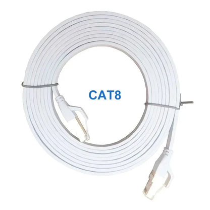 Cat8 Ethernet Cable Flat Lan Cable High Speed RJ45 40Gbps 2000Mhz For Home Networking Router Modem Computer PC And Laptops 1-10M