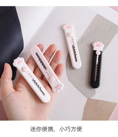 Kawaii Mini Pocket Cat Paw Art Utility Knife Express Box Knife Paper Cutter Craft Wrapping Refillable Blade Stationery Big sale