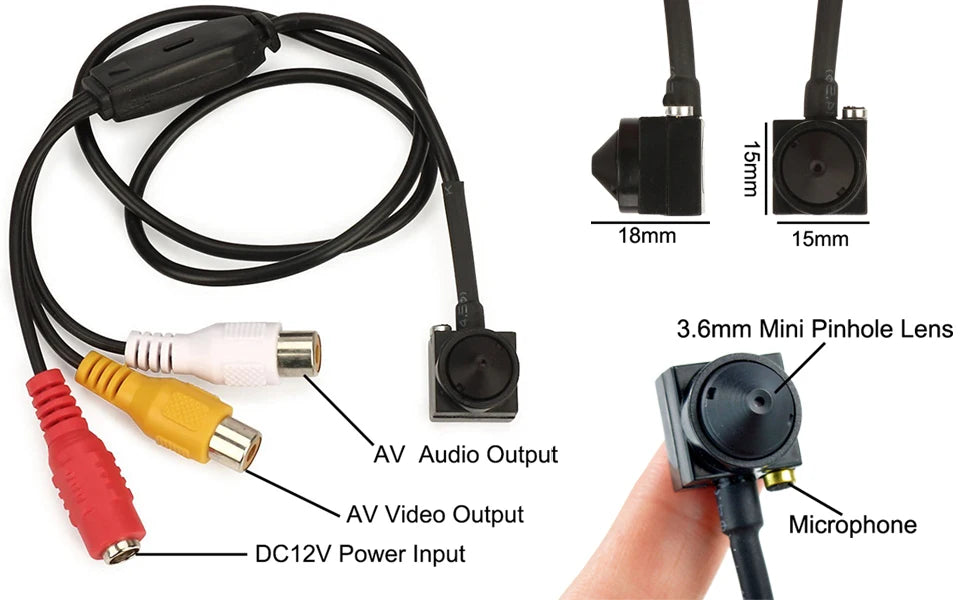 Cámara de vigilancia de seguridad mini HD Uvusee CCTV 1/3 CCD 1000TVL 3,7 mm de ángulo más amplio con micrófono de audio