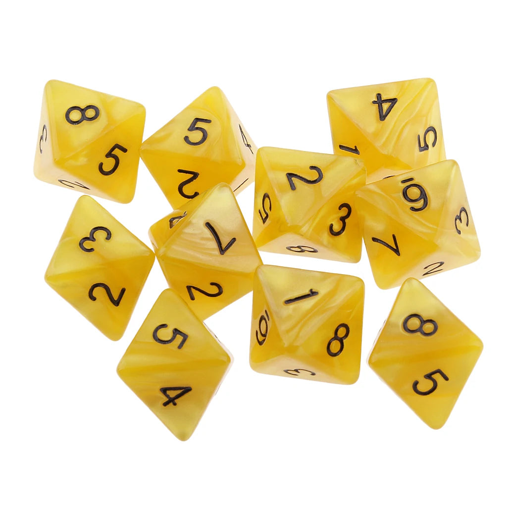 10 dados poliédricos de 10 caras D10 D8 para juegos de rol de 16 mm, dados familiares