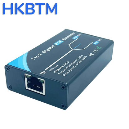 Extensor POE Gigabit de 2 puertos HKBTM, estándar IEEE 802.3af/at PoE+, 10/100/1000 Mbps, repetidor POE de 100 metros (328 pies), extensor