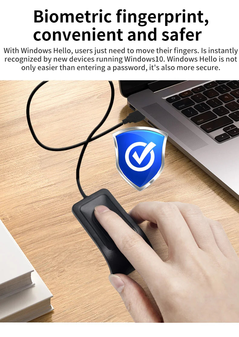 Para Windows 10 11 Hello Módulo de escáner de lector USB de inicio de sesión de huella dactilar biométrica Dispositivo Clave de seguridad biométrica Cuenta segura Inicio de sesión