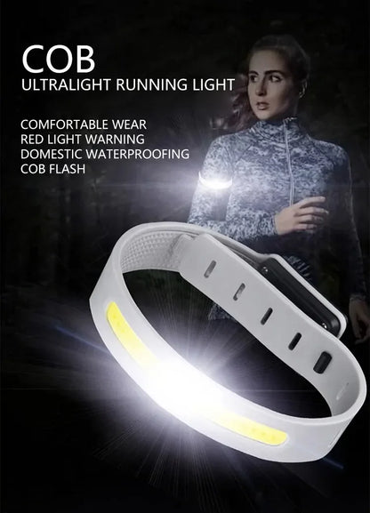 COB LED Armband Light 350mAh 500LM Sport Night Running Warning Arm Leg Wristband Light Type-C USB Rechargeable IPX4 Waterproof