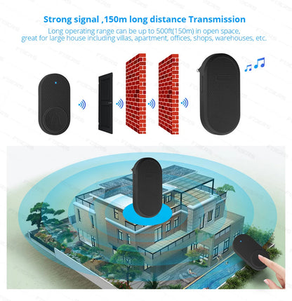 Timbre inalámbrico resistente al agua, timbre de bienvenida para el hogar, timbre inteligente con 32 canciones, alarma con melodías inteligentes y batería - Fuers M558