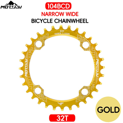 Bicycle Crank 104BCD Round Shape Narrow Wide 32T/34T/36T/38T MTB Chainring Bicycle Chainwheel Bike Circle Crankset Single Plate