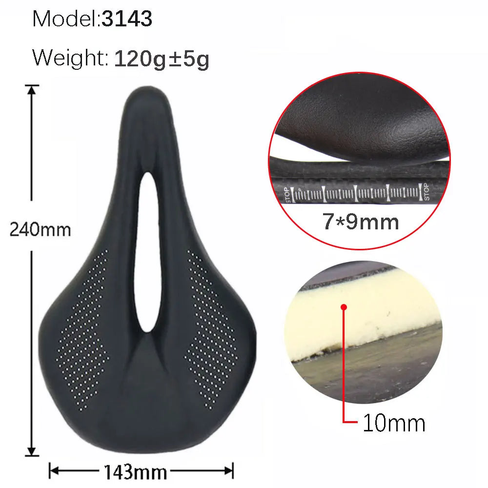 ELITA ONE MTB/Road Bike Saddle 240*143mm Carbon Fiber Super Light Leather 96g