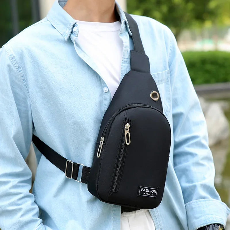 Bolso de pecho de nailon para hombre, multifuncional, informal, de tendencia de moda, bolso de hombro para deportes al aire libre, bolso cruzado versátil