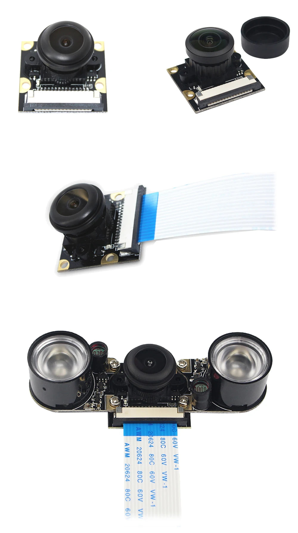 Raspberry Pi 4 Camera 5MP Night Vision 1080P Optional Wide Angle Fisheye IR-CUT Camera FF AF for Raspberry Pi 4B 3B+ 3B Zero