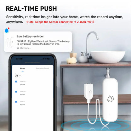 Tuya WiFi/ZigBee Water Sensor Leakage Alarm Flood Leak Detector Smart Home APP Remote Control Smart Home Security Protection