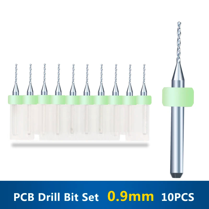 XCAN 10 piezas/juego de brocas mini para PCB de carburo de tungsteno de acero de 0,3 mm a 1,2 mm para máquina de brocas CNC para circuitos impresos