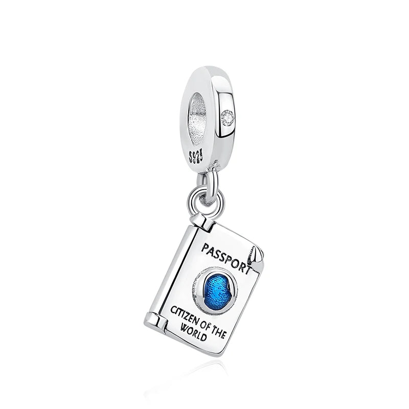 Abalorio original de plata de ley 925 con forma de maleta, autobús, cámara, viaje a Londres, París, compatible con pulseras de la marca Pan, joyería artesanal para mujer