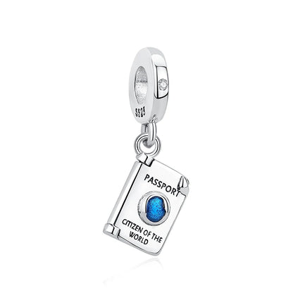 Abalorio original de plata de ley 925 con forma de maleta, autobús, cámara, viaje a Londres, París, compatible con pulseras de la marca Pan, joyería artesanal para mujer