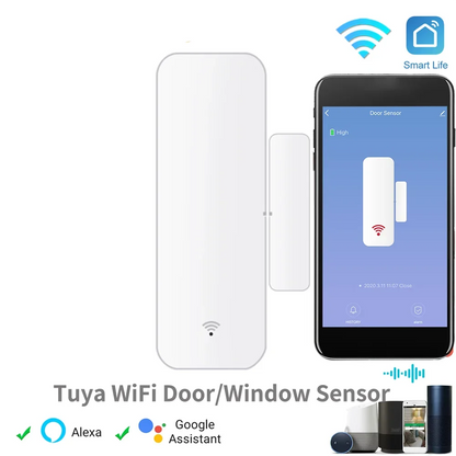 Sensor de puerta WiFi Tuya Contacto de ventana Abrir y cerrar Control remoto de aplicación Tuya Compatible con Alexa Asistente de Google