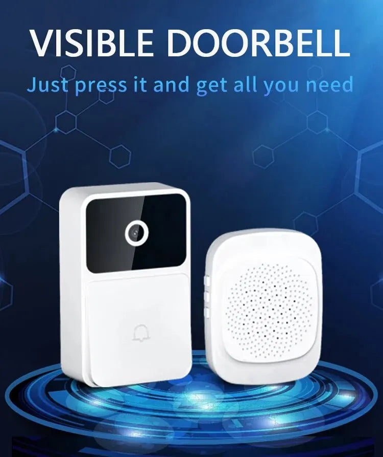 Timbre de puerta con cámara y video WIFI, inalámbrico, visión nocturna, seguridad para el hogar inteligente, timbre de puerta HD, intercomunicador bidireccional con cambio de voz para el hogar