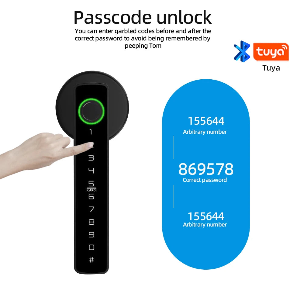 RAYKUBE M5 Tuya BLE Fingerprint Door Lock Digital Electronic Lock with Password/Key/IC Card/ Smartlife/ Tuya APP Unlock