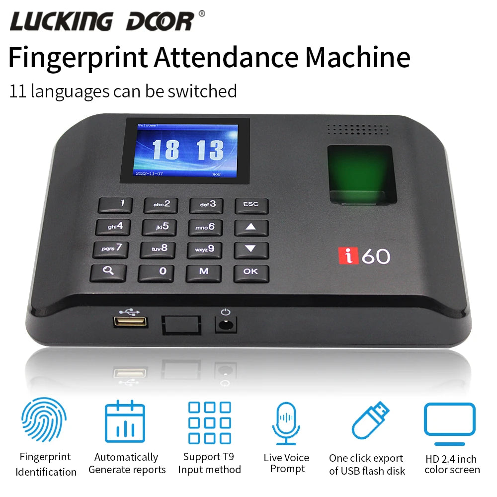 Biometric Attendance System USB Fingerprint Exit Record Recorder Reader Time Clock in Employees Date Machine Electronic Device