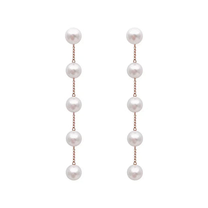 2022 New Trend Simulation Pearl Long Earrings Women's Flower Rhinestone Wedding Pendant Earrings Fashion Korean Jewelry Earrings