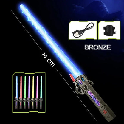 Children Colorful Glowing Sword Toys Telescopic Music Laser Sword 2-in-1 Rotating Decompression Toy Light Sword Kids Adult Toys