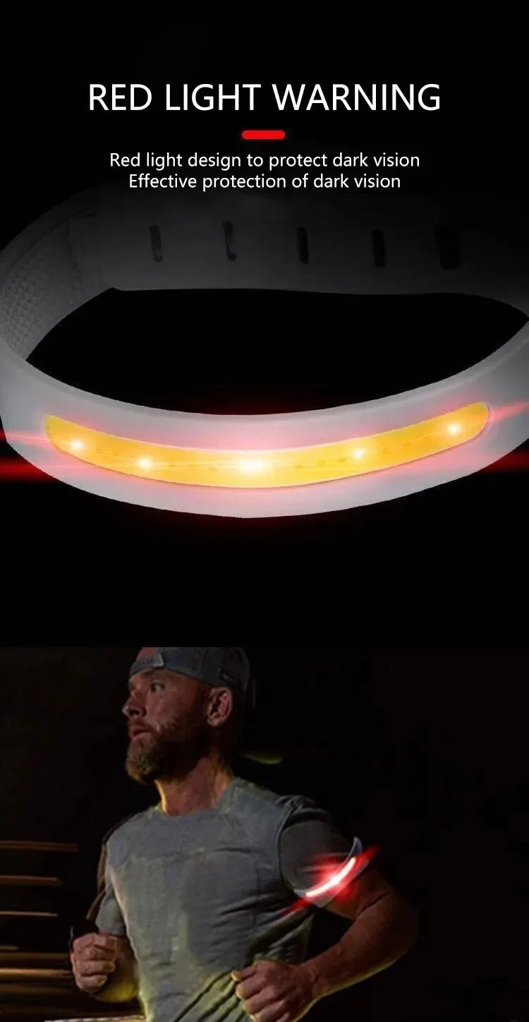 COB LED Armband Light 350mAh 500LM Sport Night Running Warning Arm Leg Wristband Light Type-C USB Rechargeable IPX4 Waterproof