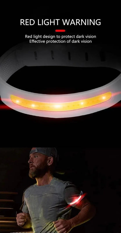 Luz LED COB para brazo y pierna, 350 mAh, 500 lúmenes, para deporte, carrera nocturna, advertencia, tipo C, recargable vía USB, IPX4, resistente al agua