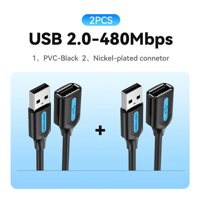 Vention USB to USB Cable USB 3.0 2.0 Male to Female Extension Cable USB 3.0 Data Cord for Smart TV PC SSD USB 2.0 Cable Extender