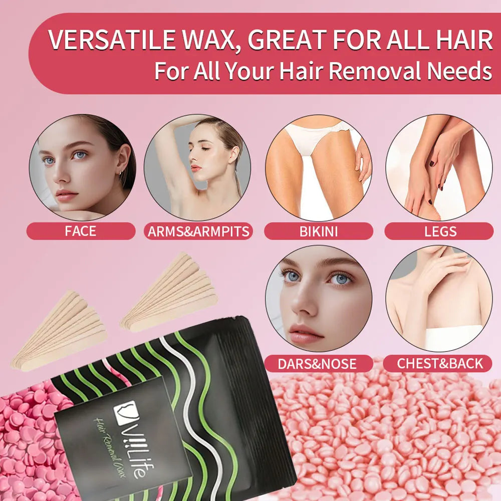 Viilife 100g Hard Wax Beans Heating Machine Hair Removal Machine Wax Melting PotHot Film Painless Waxing Unisex Hair Removal