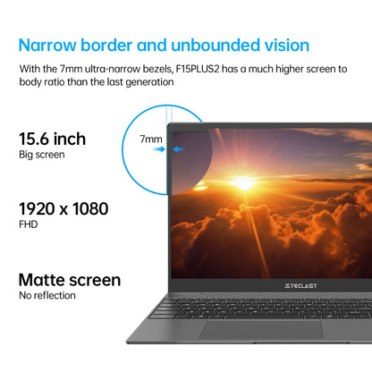 15.6 inch laptop Teclast F15 Plus 2 Celeron N4120 Windows 11 OS 8GB RAM 256GB SSD mini-HDMI full size keyboard