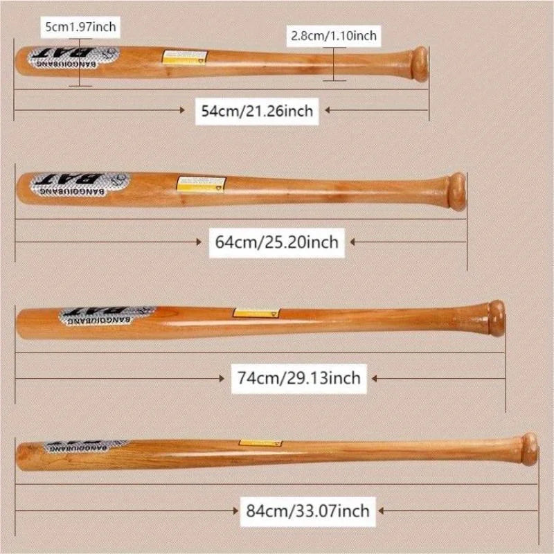 1pc 54/64/74/84cm Solid Ash Wood Locust Wood Baseball Bat Family Defense Hardwood Baseball and Softball Sports Equipment