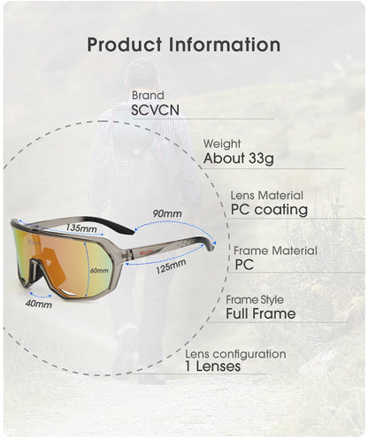 SCVCN Trend color lens sunglasses men's driving bicycle glasses women's leisure sports hiking glasses UV400 protective glasses