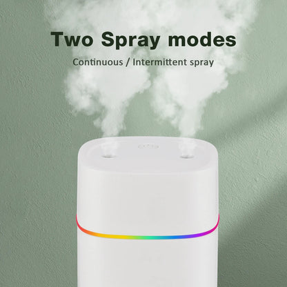 Air Humidifier USB Double Spray Port Essential Oil Aromatherapy Mute Atomizer Portable Colorful Lights 600ML Mini Humidifier