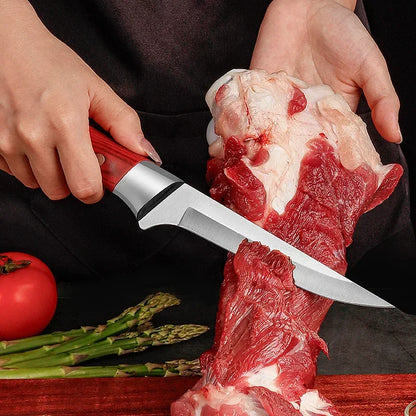 Cuchillo deshuesador de cocina de 6 pulgadas para cortar carne Cuchillo para pelar frutas de acero inoxidable Cuchillo para cortar carne de cerdo, ternera y oveja Suministros de cocina