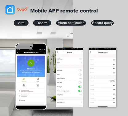 PGST Residential Tuya Smart Gsm Wifi Alarm System for Home Wireless Security Alarm House Smart Life App Control work with ALexa
