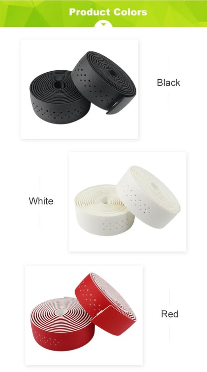 PCycling Bicycle Handlebar Tape Road Bike PU Leather Perforated Belt Breathable Soft Bike Handlebar Tape MTB Fixed Gear Belt