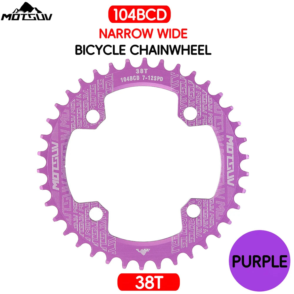 Bicycle Crank 104BCD Round Shape Narrow Wide 32T/34T/36T/38T MTB Chainring Bicycle Chainwheel Bike Circle Crankset Single Plate