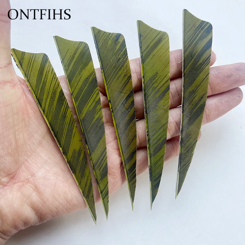 25 Pcs 4 Inch Hunting Arrow Feather Shield Cut Archery Real Turkey Cut Fetches Feathers for Arrows DIY