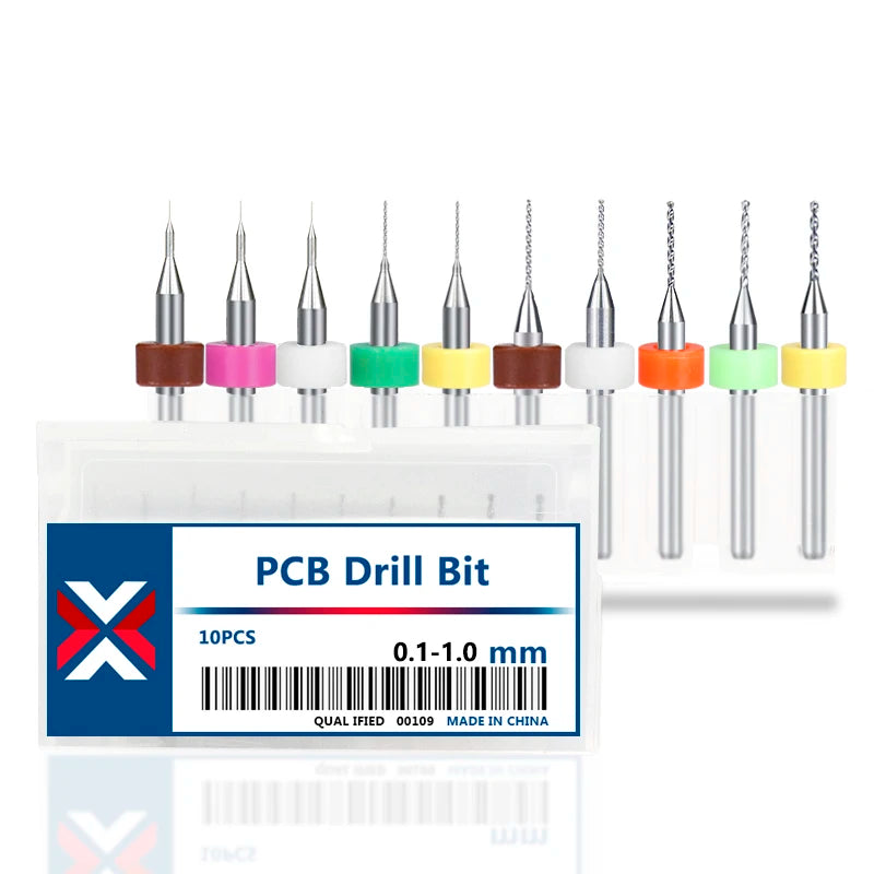 XCAN 10 piezas/juego de brocas mini para PCB de carburo de tungsteno de acero de 0,3 mm a 1,2 mm para máquina de brocas CNC para circuitos impresos