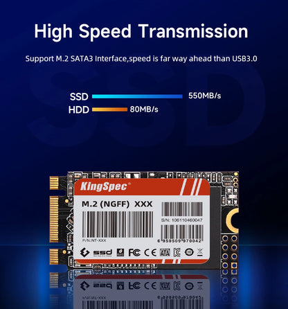 KingSpec M.2 SATA SSD SATA3 128GB 256gb 512 gb HDD 2242mm NGFF M2 SATA 1tb 2tb 120gb 240gb Hard Drive for Laptop Destop Thinkpad