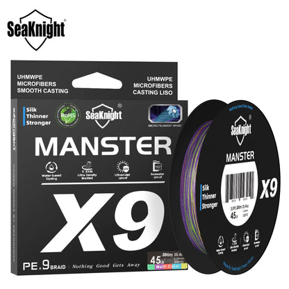 Línea de pesca de la serie X9 de la marca SeaKnight, 500/300/150 m, revestimiento Si+ resistente a los rayos UV y al agua de mar, línea de PE multifilamento suave de 9 tramas