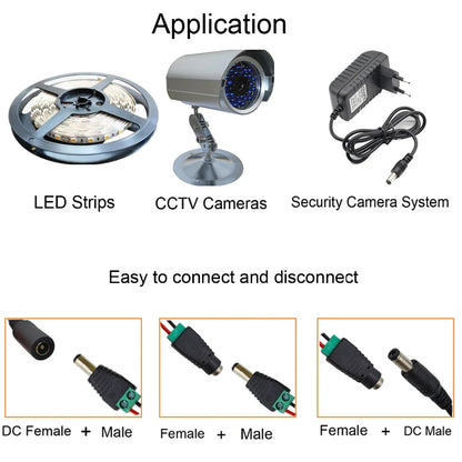 5pairs DC 12V Male Female Connectors 2.1*5.5mm Power Plug Adapter Jacks Sockets Connector For Signal Color LED Strip CCTV Camera