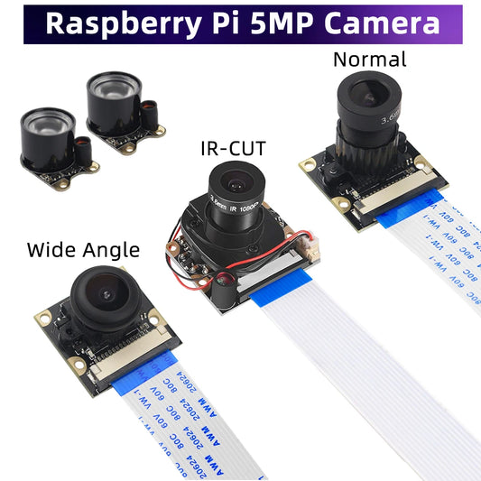 Cámara Raspberry Pi 4 de 5 MP con visión nocturna, 1080P opcional, gran angular, ojo de pez, IR-CUT, FF AF para Raspberry Pi 4B 3B+ 3B Zero