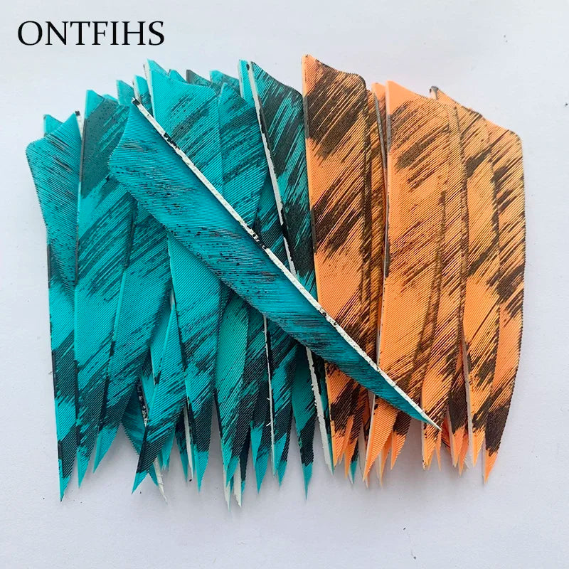 25 Pcs 4 Inch Hunting Arrow Feather Shield Cut Archery Real Turkey Cut Fetches Feathers for Arrows DIY